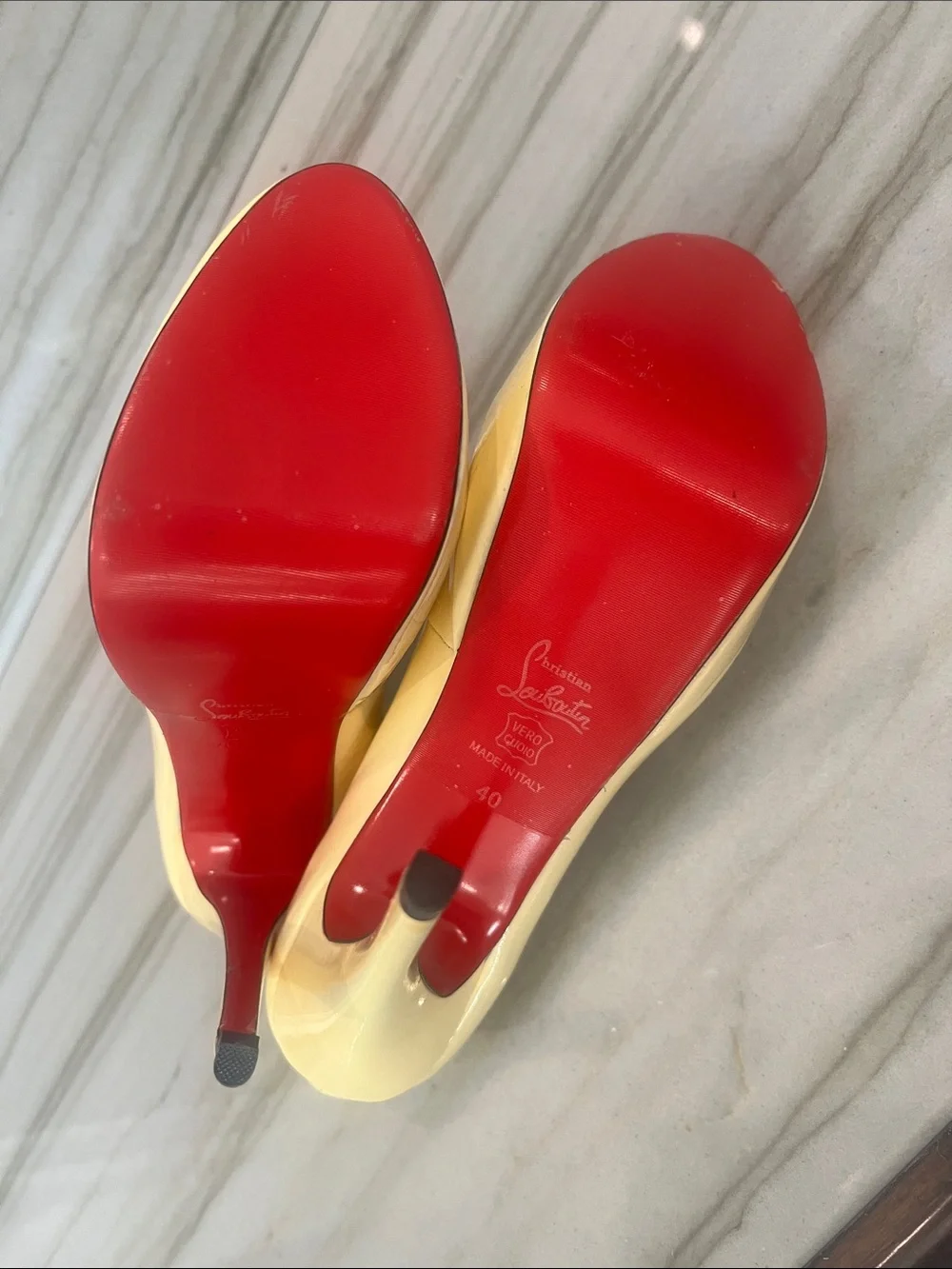 Yellow Patent Mary Jane Peep-Toe Platform Heels